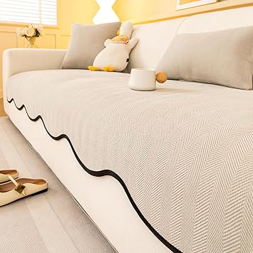 Herringbone Chenille Sofa Cover, Herringbone Chenille Fabric Furniture Protector Couch Cover, Non Slip L Shaped Armrest Cover, Herringbone SofaSize1pc/28x47in,ColorBeige