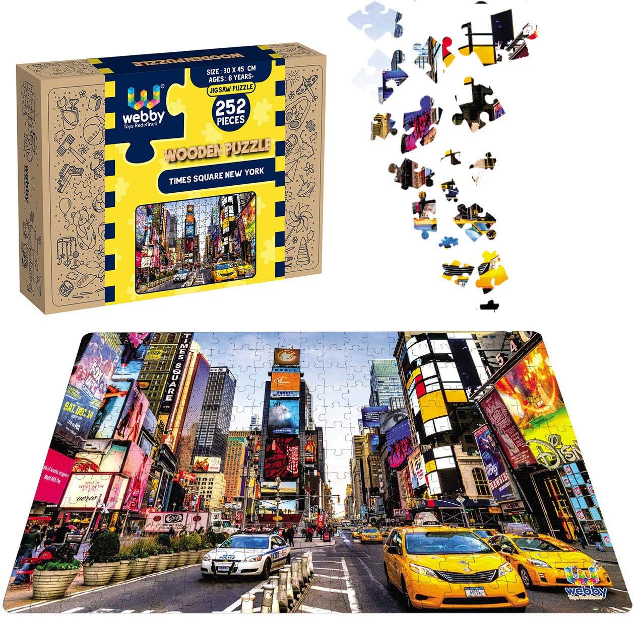 Webby Kids Times Square, New York Wooden Jigsaw Puzzle, 252 Pieces