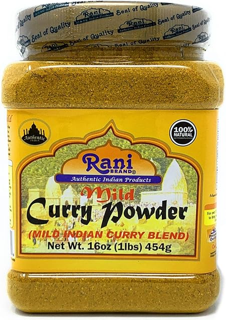 Rani Curry Powder Mild (10-Spice Authentic Indian Blend) 16oz (1lb) 454g PET Jar ~ All Natural | Salt-Free | NO Chili or Peppers | Vegan | No Colors | Gluten Friendly | Non-GMO | Indian Origin