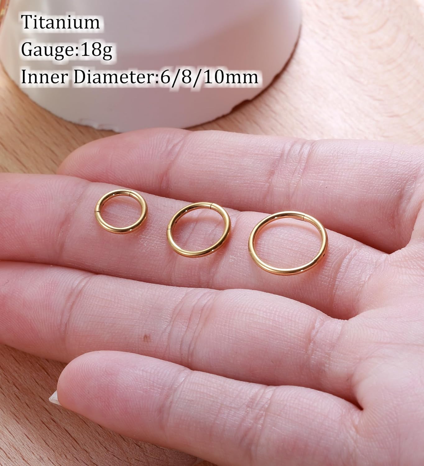 Titanium Nose Rings Hoops 16G 18G 20G Hinged Nose Piercing Hoop G23 Septum Click Nose Rings Lip Rook Lobe Tragus Helix Daith Conch Cartilage Hoop Earrings - Image 4