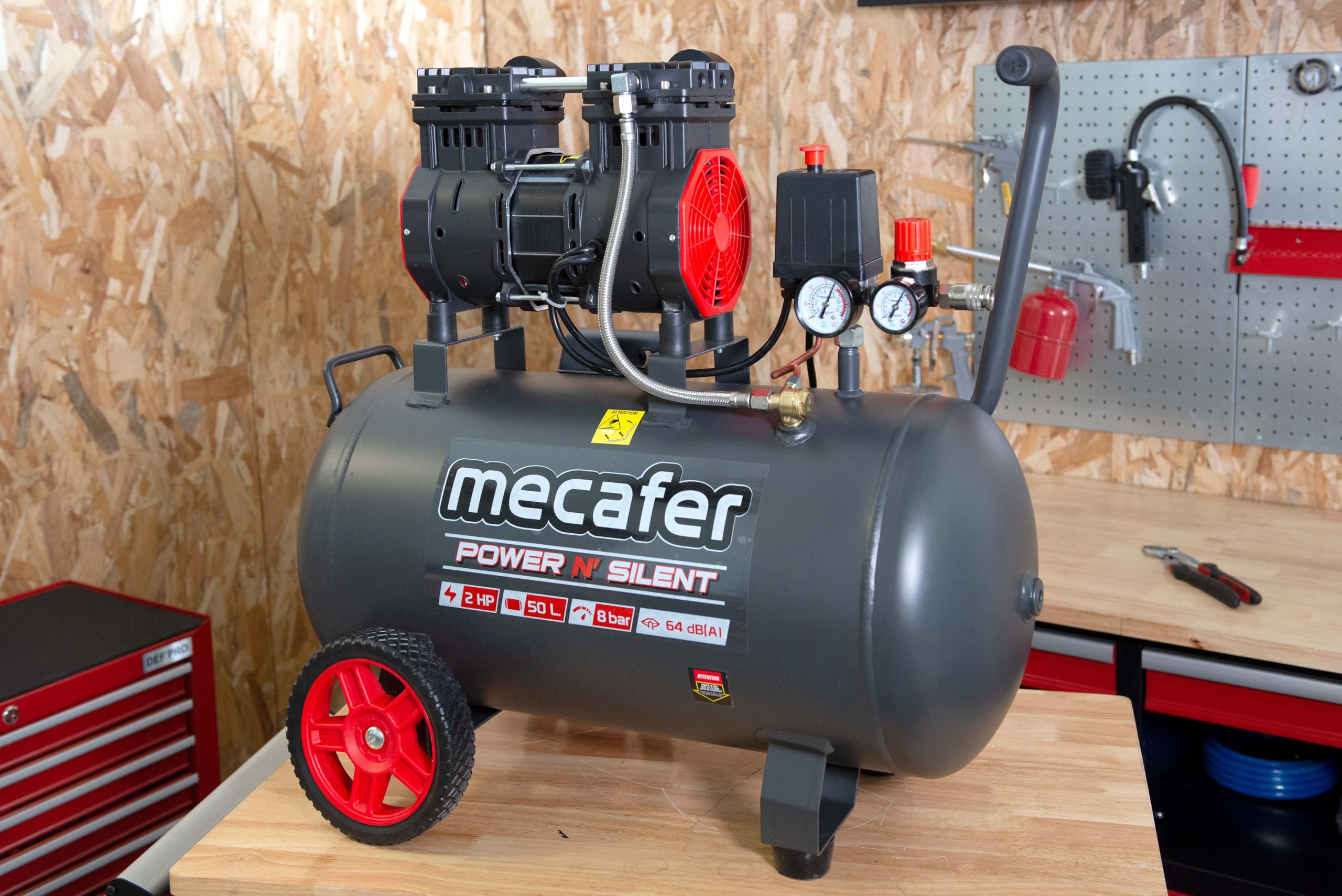 Mecafer 425563 Compresseur Power N Silent 8 bar - 50L - 2HP