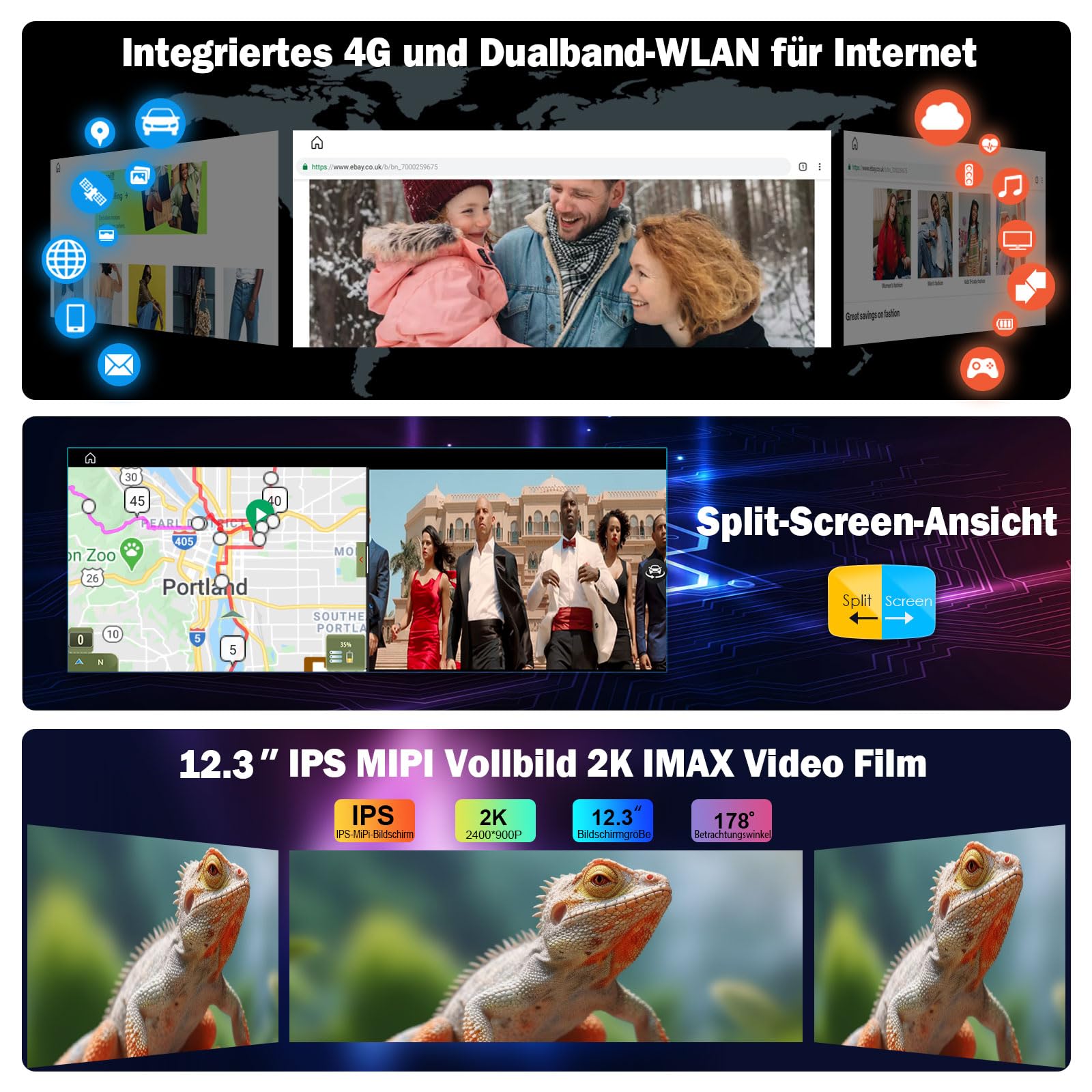 12,3" IPS Touchscreen Android 16 Snapdragon 8 Core 8GB+128GB DAB+ Autoradio per BMW X3 F25 2011-2012 CiC GPS Navigatore senza fili CarPlay Android Auto WiFi 4G Bluetooth 5.1 USB DSP CANbus Idrive OEM
