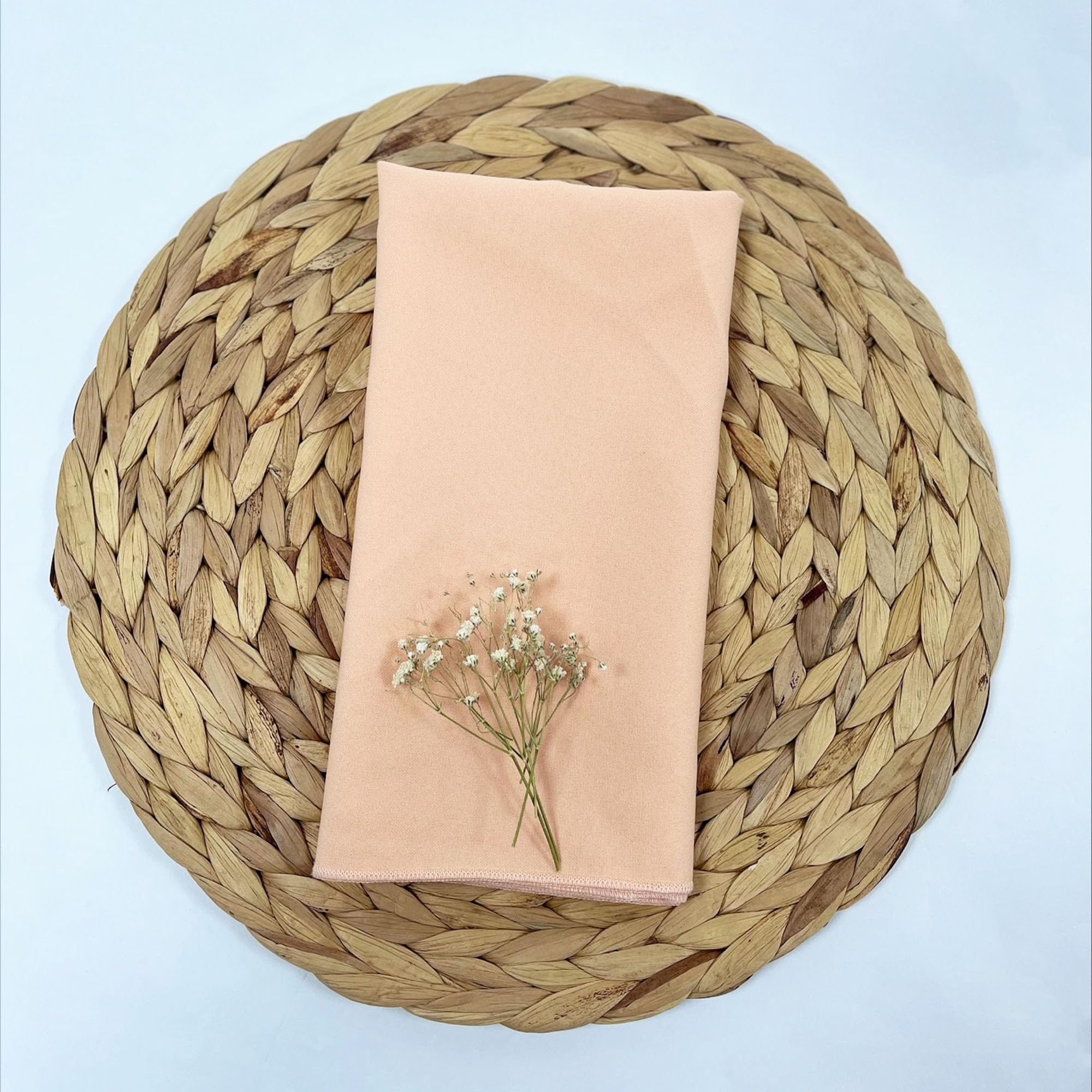 Decor Essentials Peach 100% Polyester Napkins Dinner Napkins With Overlocked Edges, Washable, Ideal For Parties, Weddings And Dinners (Peach)