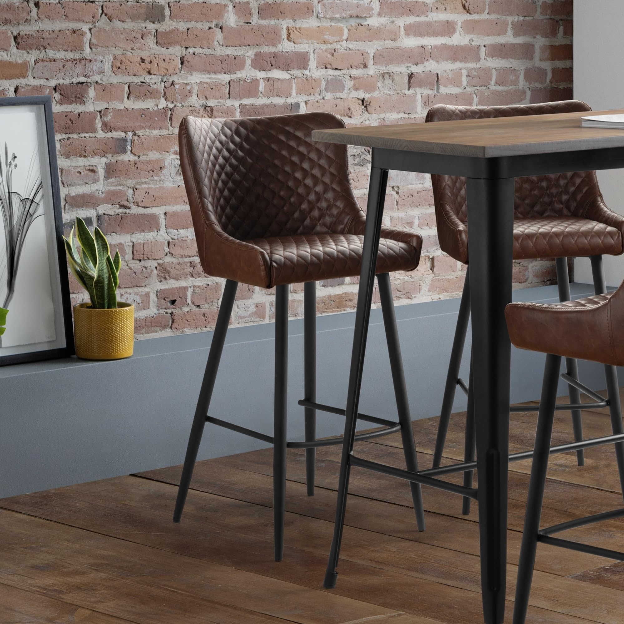 Julian Bowen Luxe Faux Leather Barstool - Brown