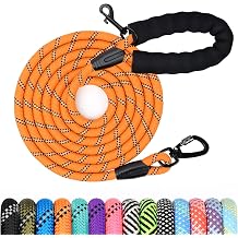Long Leash for Dog Training 6FT/ 10FT/ 15FT/ 30FT/ 50FT/ 100FT, Reflective Nylon Rope Lead with Comfortable Padded Handle for Large Medium Small Dogs Walking, Playing, Camping