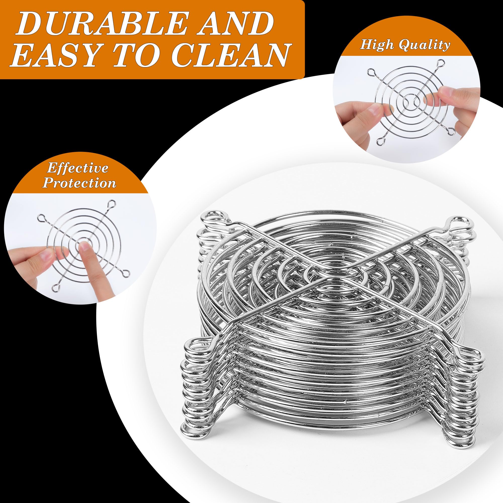sourcing map 80mm x 80mm Métal PC Ventilateur Grill Finger Guard Protecteur ton argent 10Pcs