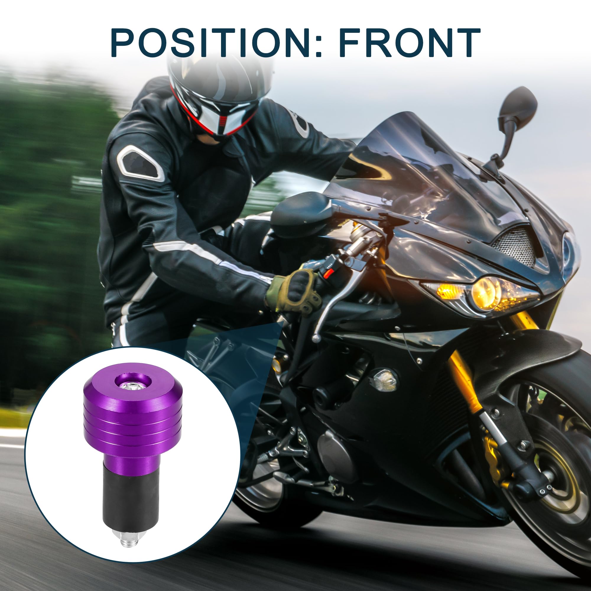 1 paire de bouchons d'extrémité de guidon de moto 18 mm-20 mm Violet | 30 mm OD, alliage d'aluminium, tendance, poignées de guidon avant, bouchon équilibré, universel pour moto