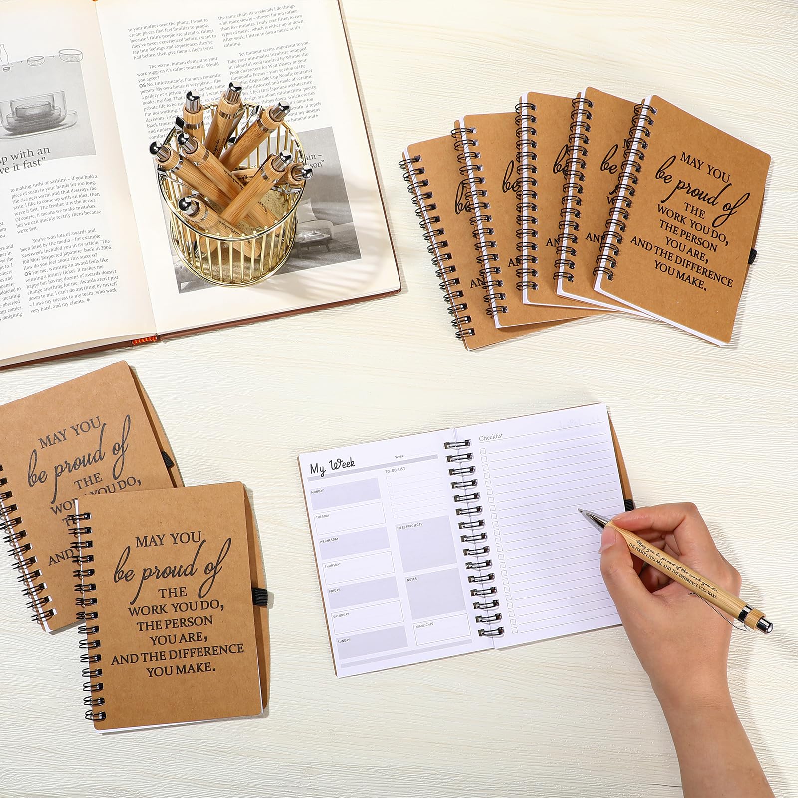 Tellingyou 60 piezas de regalos de agradecimiento para empleados a granel, libretas espirales inspiradoras 2026-2027, libretas de bolsillo con bolígrafos motivacionales, regalos de agradecimiento para