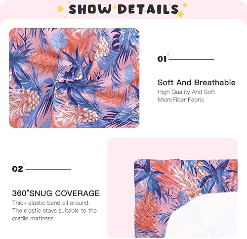 Miniatura 5 de Fitted Crib Sheets Tropical Pineapples Leafs Baby Crib Sheets for Boy & Girl Toddler Mattress Sheets 21216124