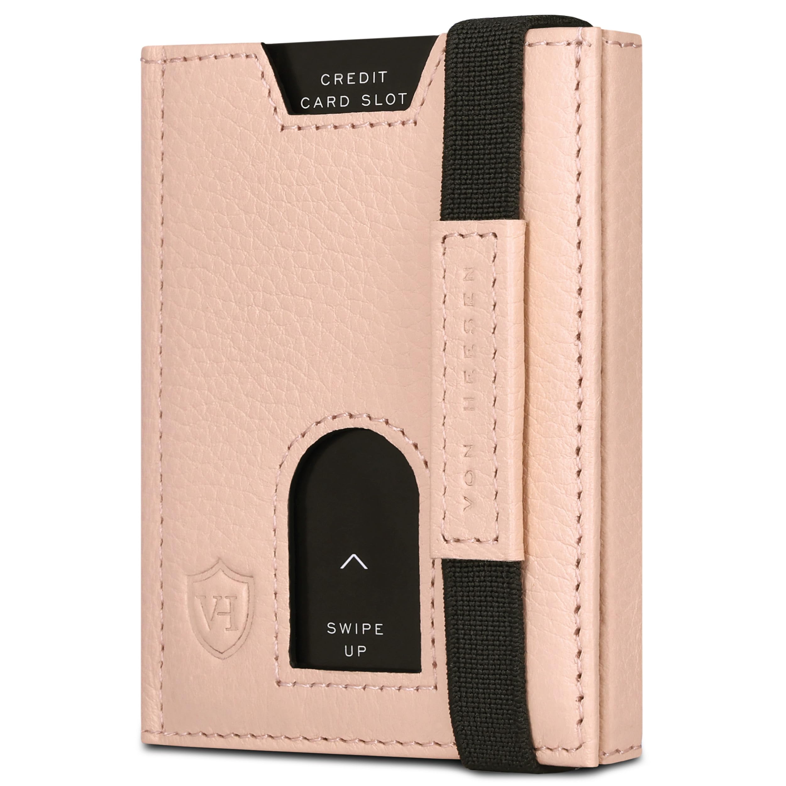 VON HEESEN Leder Slim Wallet - Geldbeutel mit RFID Schutz - Mini Geldbörse für Herren und Damen - Kartenetui Echtleder Karten Portemonnaie klein - Kreditkartenetui Rose