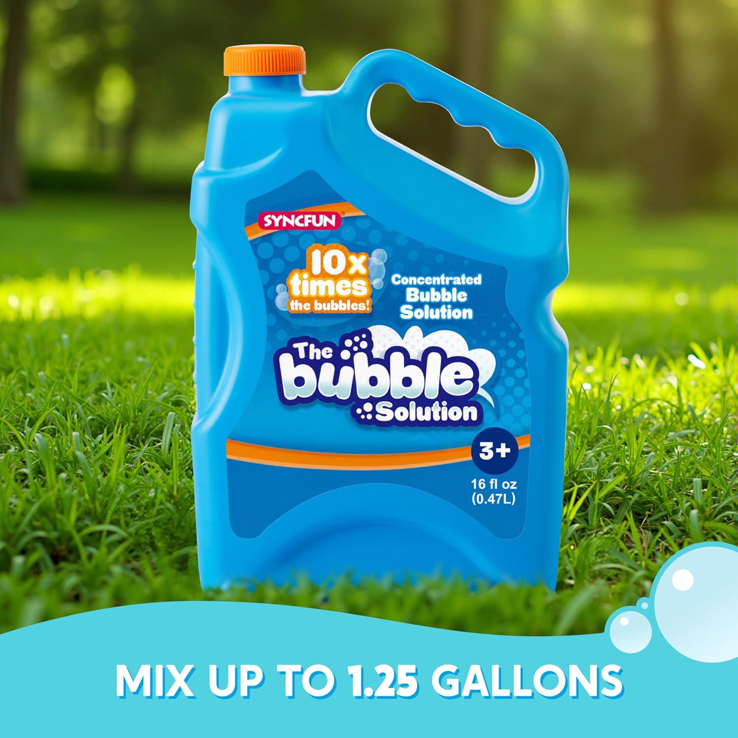 SYNCFUN 16 oz Bubble Solution Refills(Up to 1.25 Gallons), Concentrated Solution for Bubble Machine, Wands, Blower, Easter, Outdoors Activity