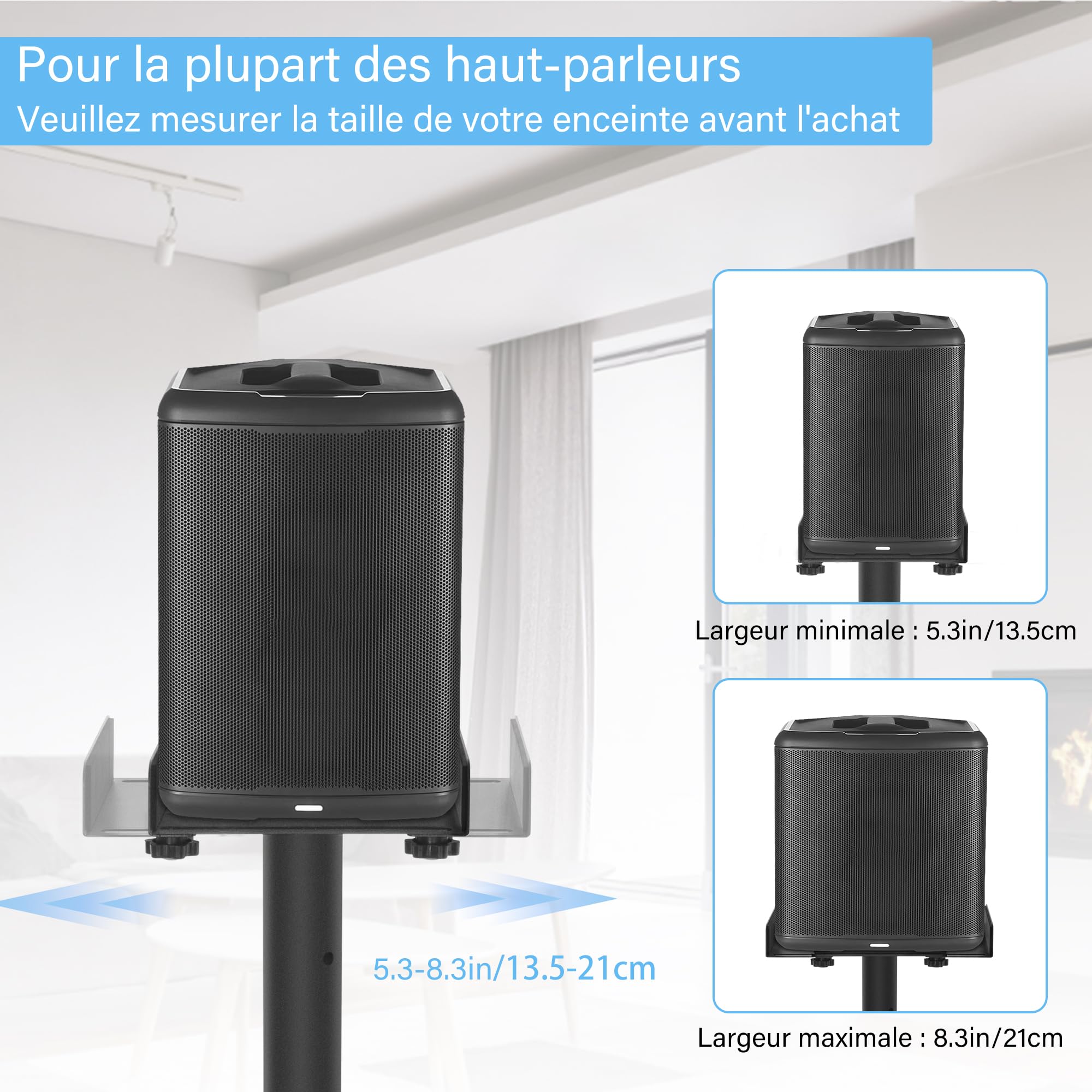 OUUTMEE Lot de 2 Pieds Enceintes Réglable en Hauteur, Modèle Allongé