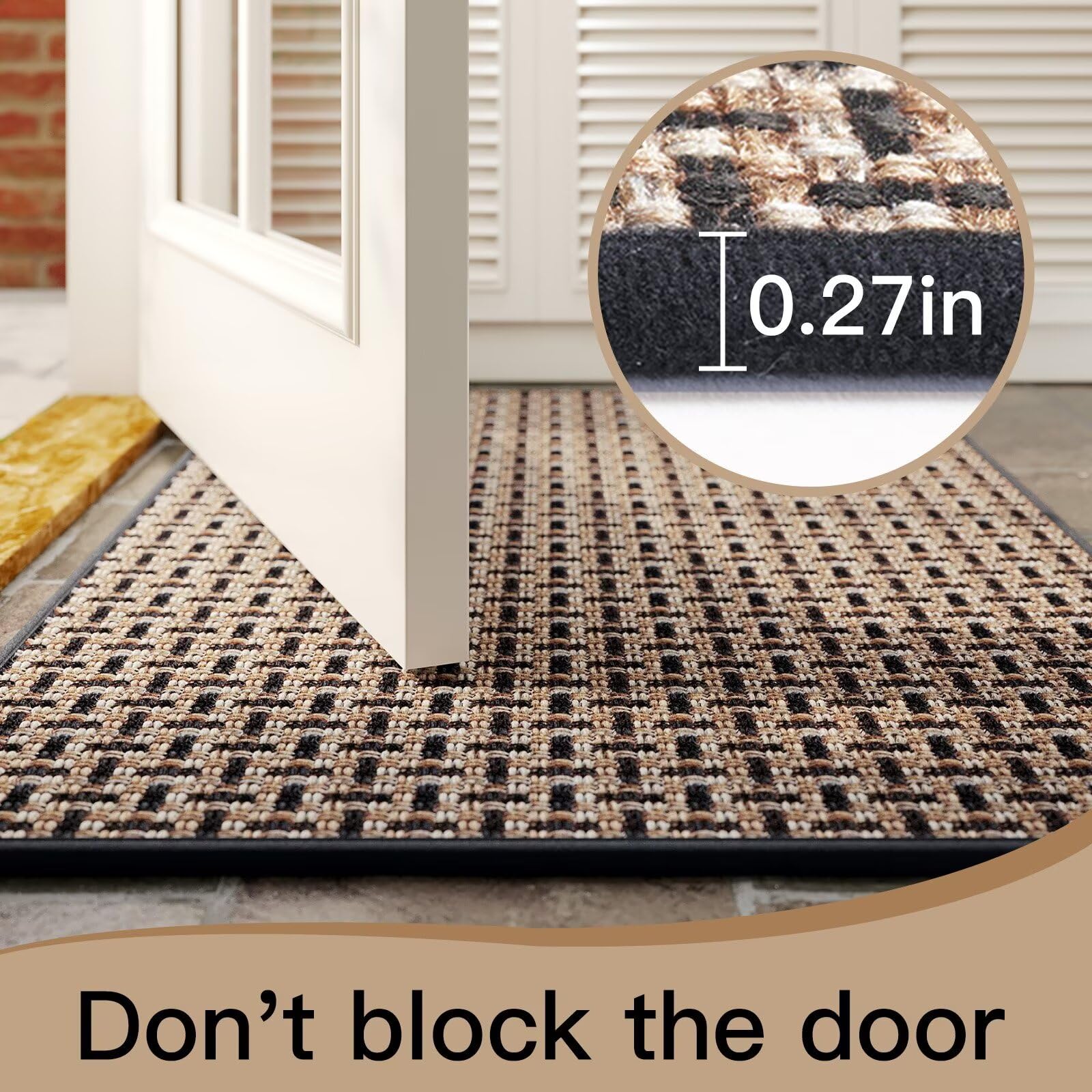 YDKGL Fußmatte, 78 x 120 cm, schmutzabweisend und saugfähig, rutschfeste Gummi-Rückseite, Fußmatte, leicht zu reinigen, niedriges Profil, Fußmatte für Eingang, Haustür und Inneneingang, Schwarz