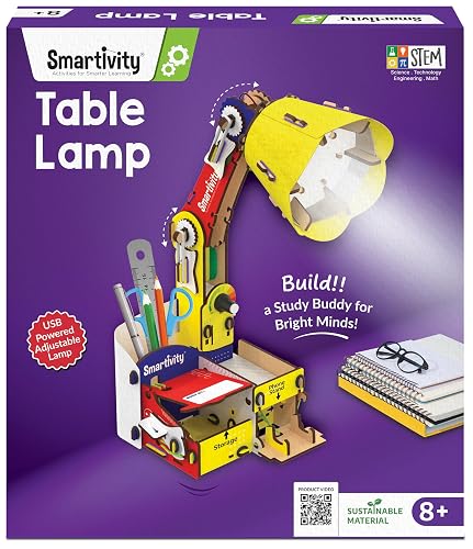 Smartivity DIY Adjustable Table Lamp for Kids Ages 8-14 | USB-C Powered Lamp with Phone Stand & Organizer | Birthday Gift for Boys&Girls | STEM Educational Toy for 8,9,10,11,12,13,14 Years