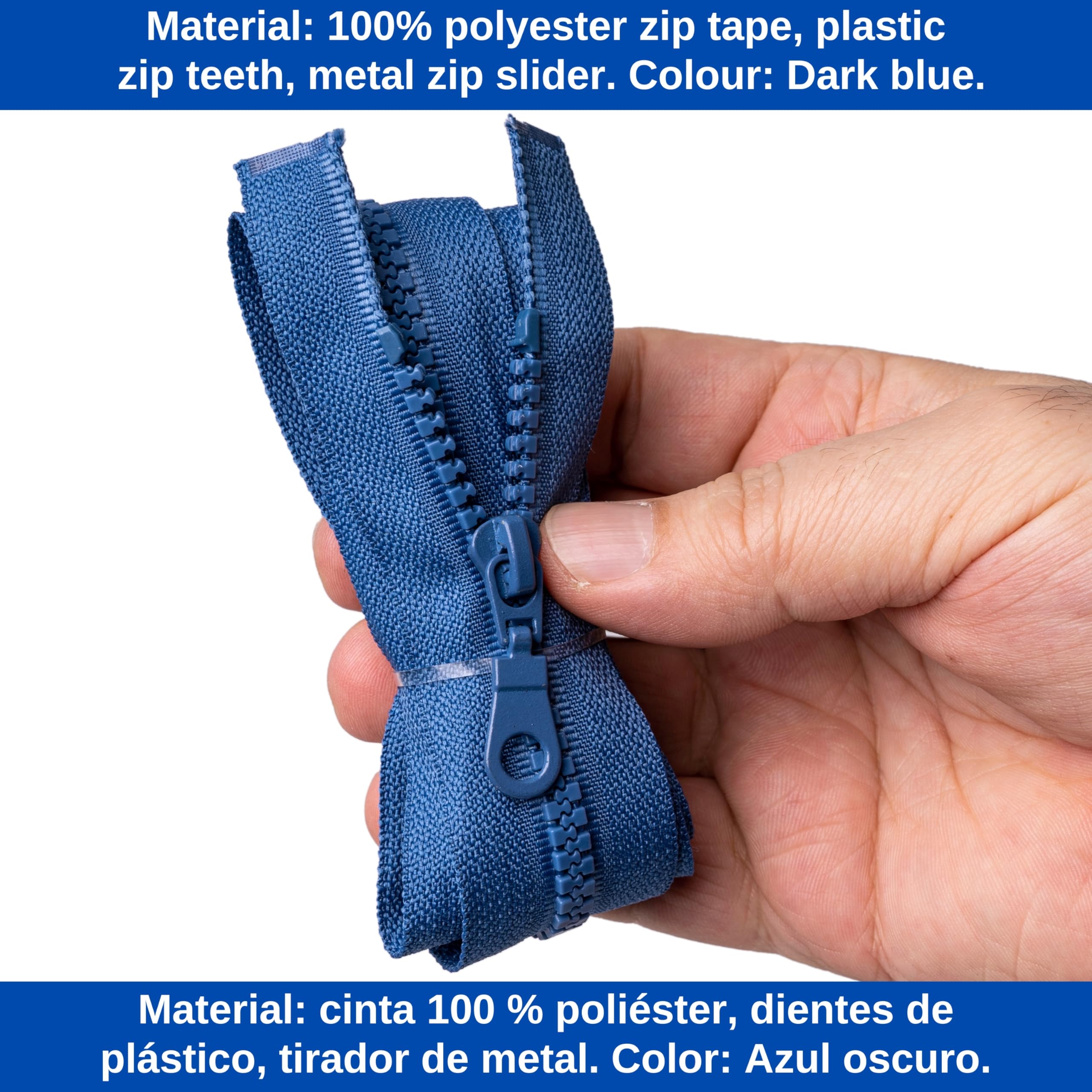 YaHoGa 2 Unidades De 75 Cm Cremallera De Plástico 5 Mm Divisible Para Chaquetas Azul Oscuro