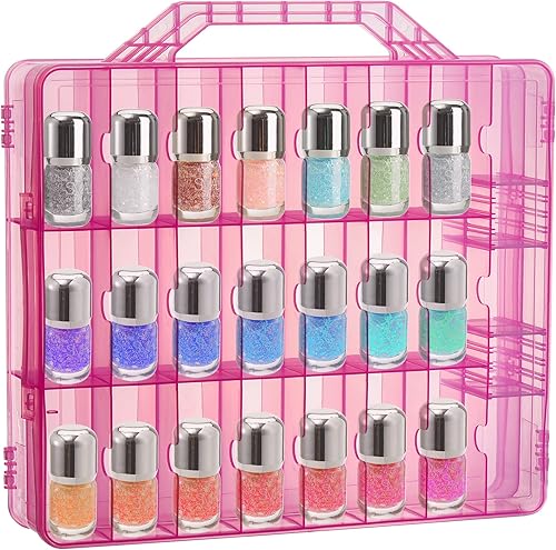 Miniatura 5 de Foraineam Paquete de 2 organizadores de esmalte de uñas de doble cara, caja de soporte de herramientas de uñas transparente, estuche portátil