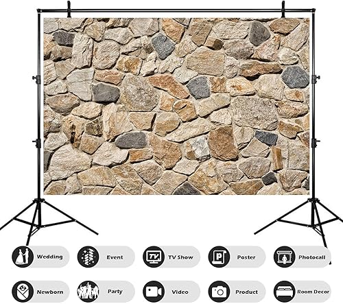 Miniatura 3 de Fondo de pared de piedra natural, fondo de fotografía de pared de piedra al aire libre, decoración de pared de piedra para vacaciones, decoración de