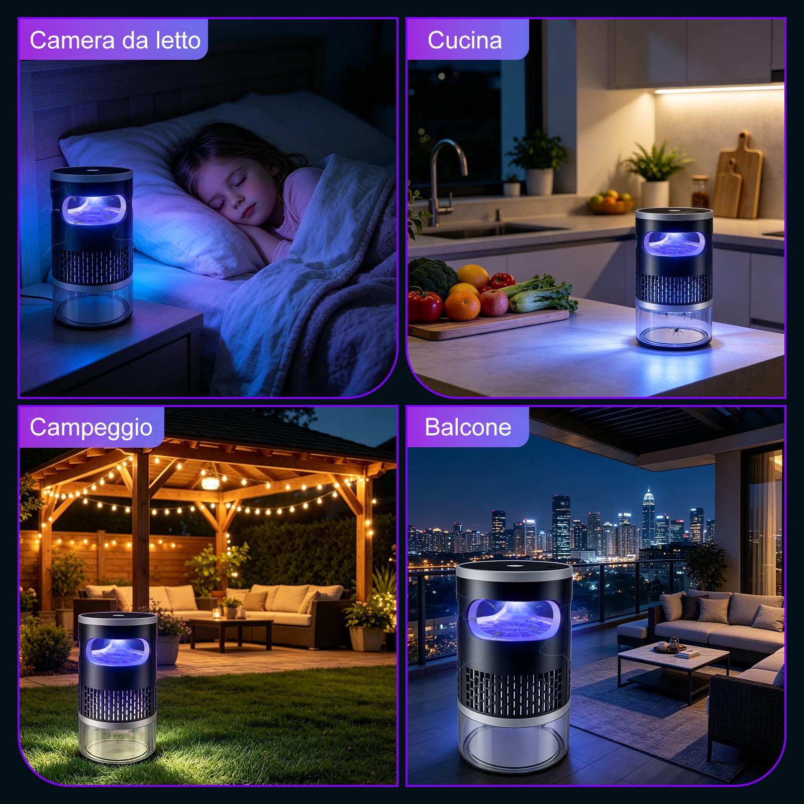 Lampada Antizanzare, Lampada per Zanzare Da Interni ed Esterni, Ammazza Zanzare e Antimosche con Vassoio Estraibile, Sterminatore di Insetti per Casa, Cucina, Balcone e Terrazza