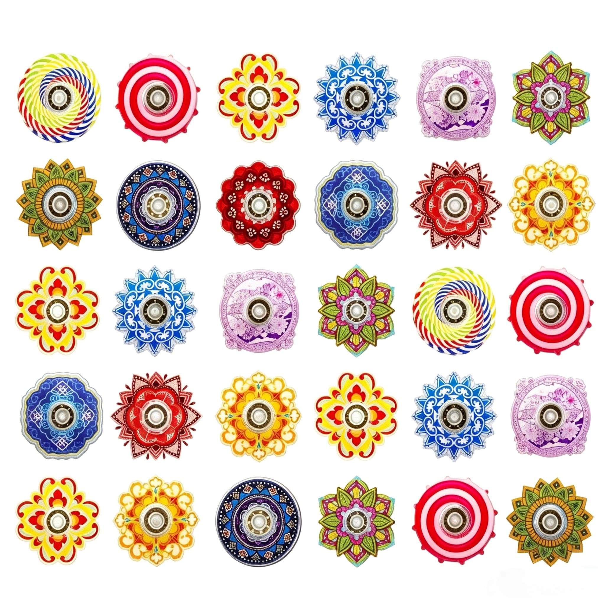 Satiskid 30 Pcs Mini Mandala Fidget Spinner, Rainbow Finger Spinner Toys for Kids, Party Bag Fillers Sensory Fidgets, Bulk Toys for Classroom Prizes Pass the Parcel Gifts