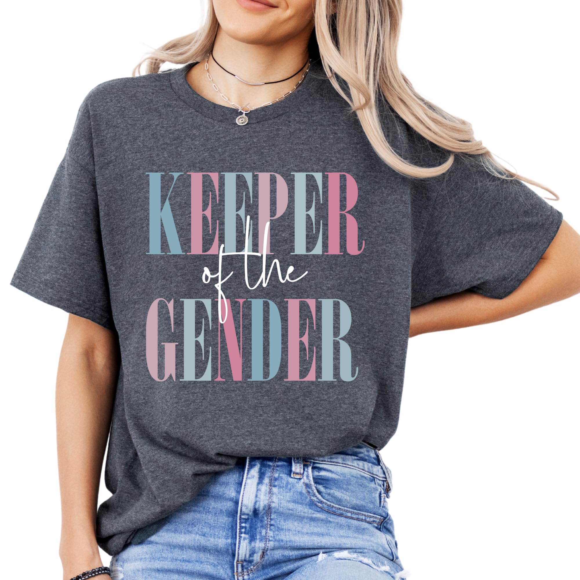 Keeper of The Gender T-Shirt Baby Gender Reveal Announcement Tee for Maternity Pregnancy for Aunt Gender Reveal Shirt