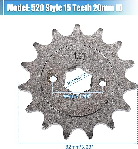 Miniatura 3 de X AUTOHAUX 1 juego de 520 estilos 15 dientes 0.787 in ID motocicleta piñón delantero para motocicleta 50cc 70cc 110cc 125cc motocicleta Dirt Pit