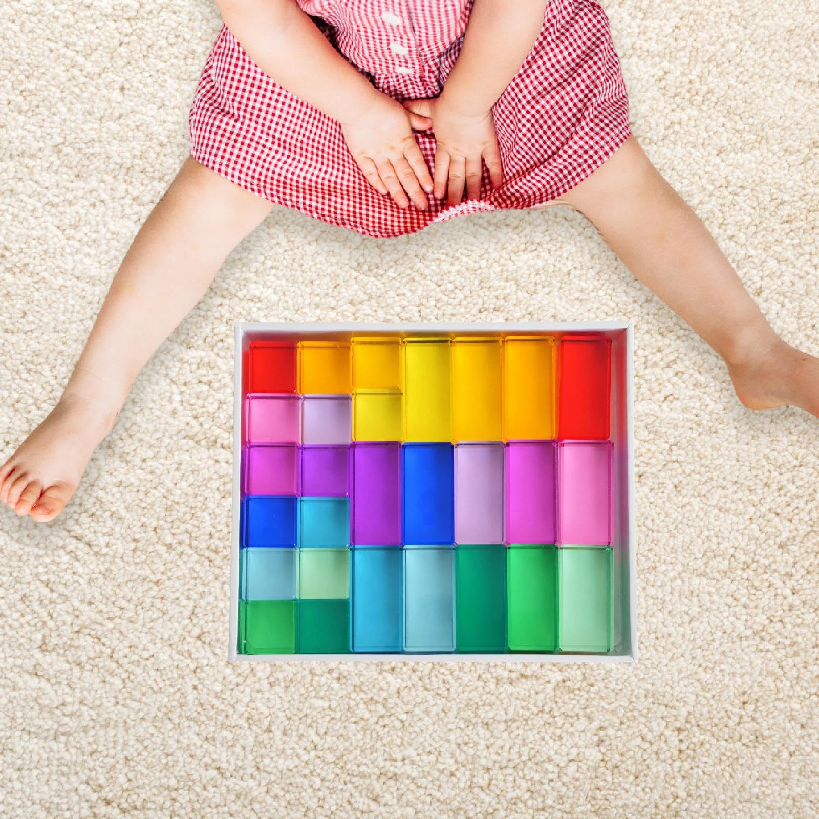 Set di Blocchi da Costruzione Arcobaleno, Giocattoli impilabili, cubi acrilici educativi per la Scuola
