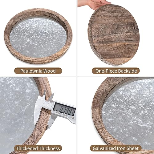 Miniatura 5 de Hanobe Bandeja para portavelas Plato redondo de madera decorativo para velas, pequeño centro de mesa de granja, bandejas de pilar rústicas para