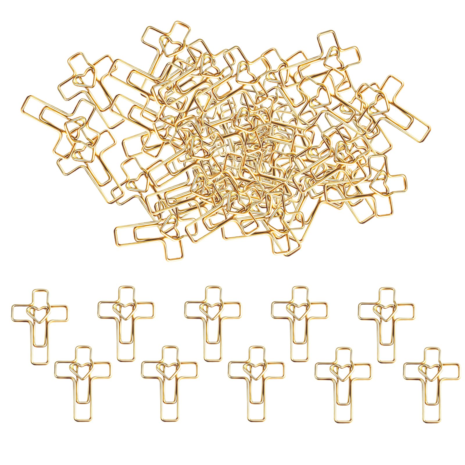 Büroklammern mit goldenem Kreuz, 100 Stück