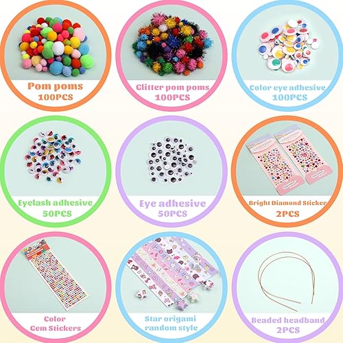 Miniatura 7 de Suministros de arte y manualidades mejorados para niños, 100 piezas de limpiadores de tuberías de chenilla, suministros de manualidades, kit de