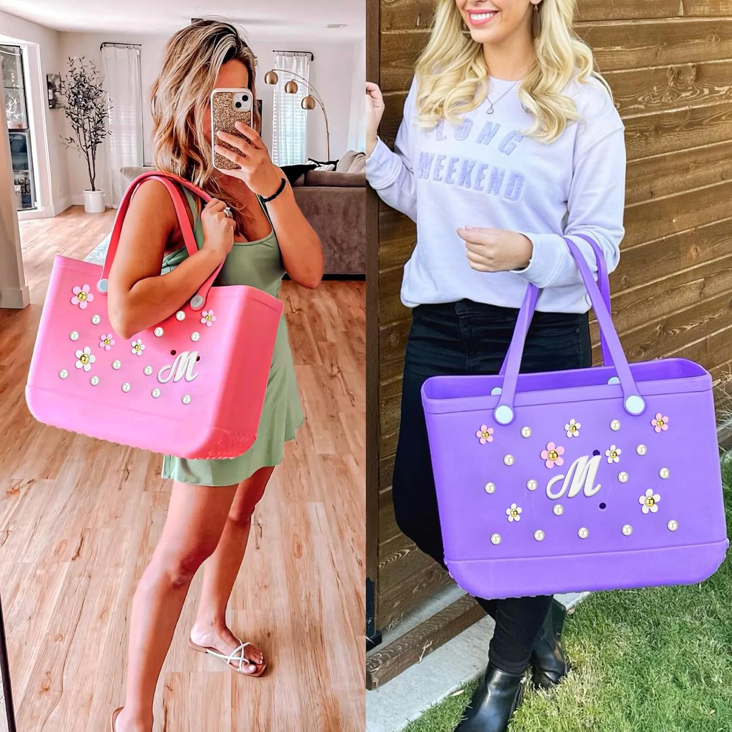 AIERSA Charms for Bogg Bag,Letter Pearl Charms for Beach Bag - Image 3