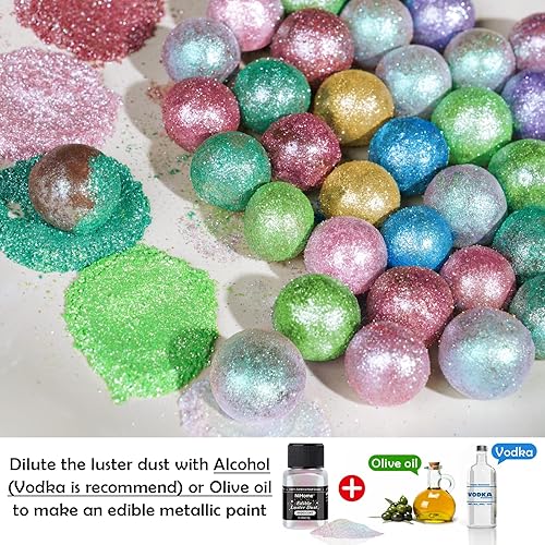 Vista 103 de NiHealth - Polvo comestible con purpurina brillante, polvo metálico, decoración de alimentos, espolvorear polvo brillante para bebidas, vino
