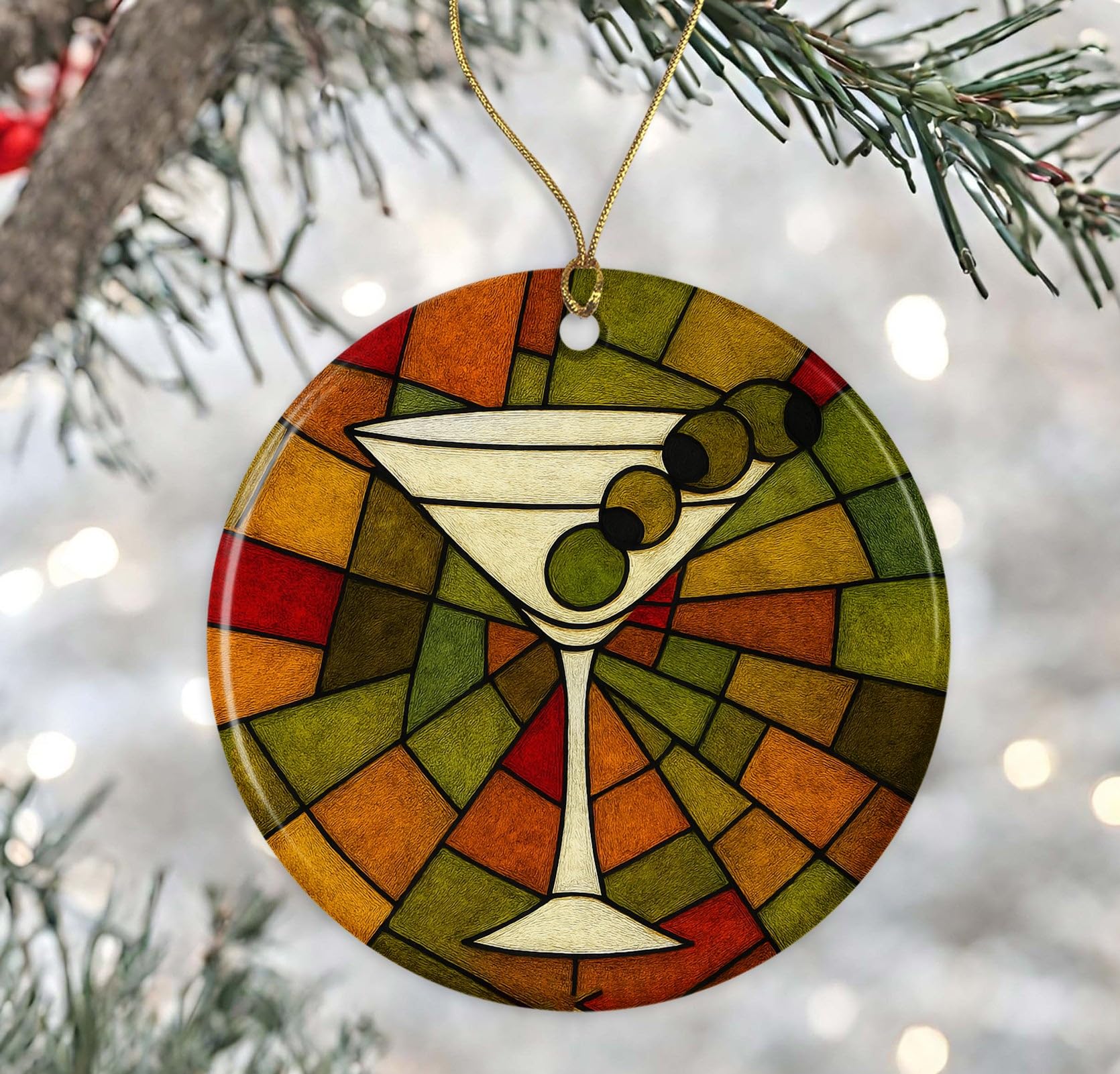 Décoration en verre teinté Dirty Martini imprimée des deux côtés pour bar
