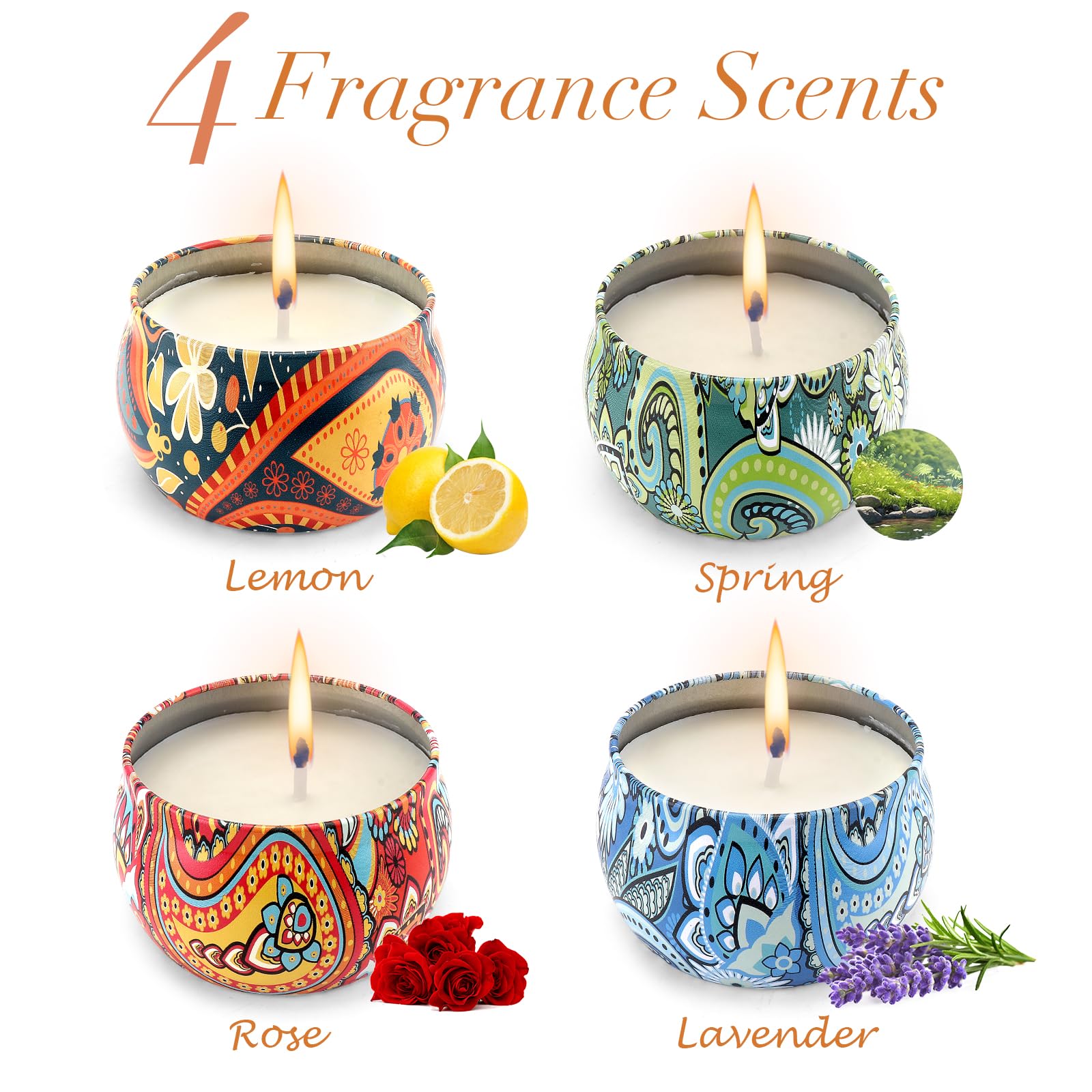 Set 4 Candele Profumate Cera Di Soia - Aromaterapia Per Relax E Stress Relief - Foto 9