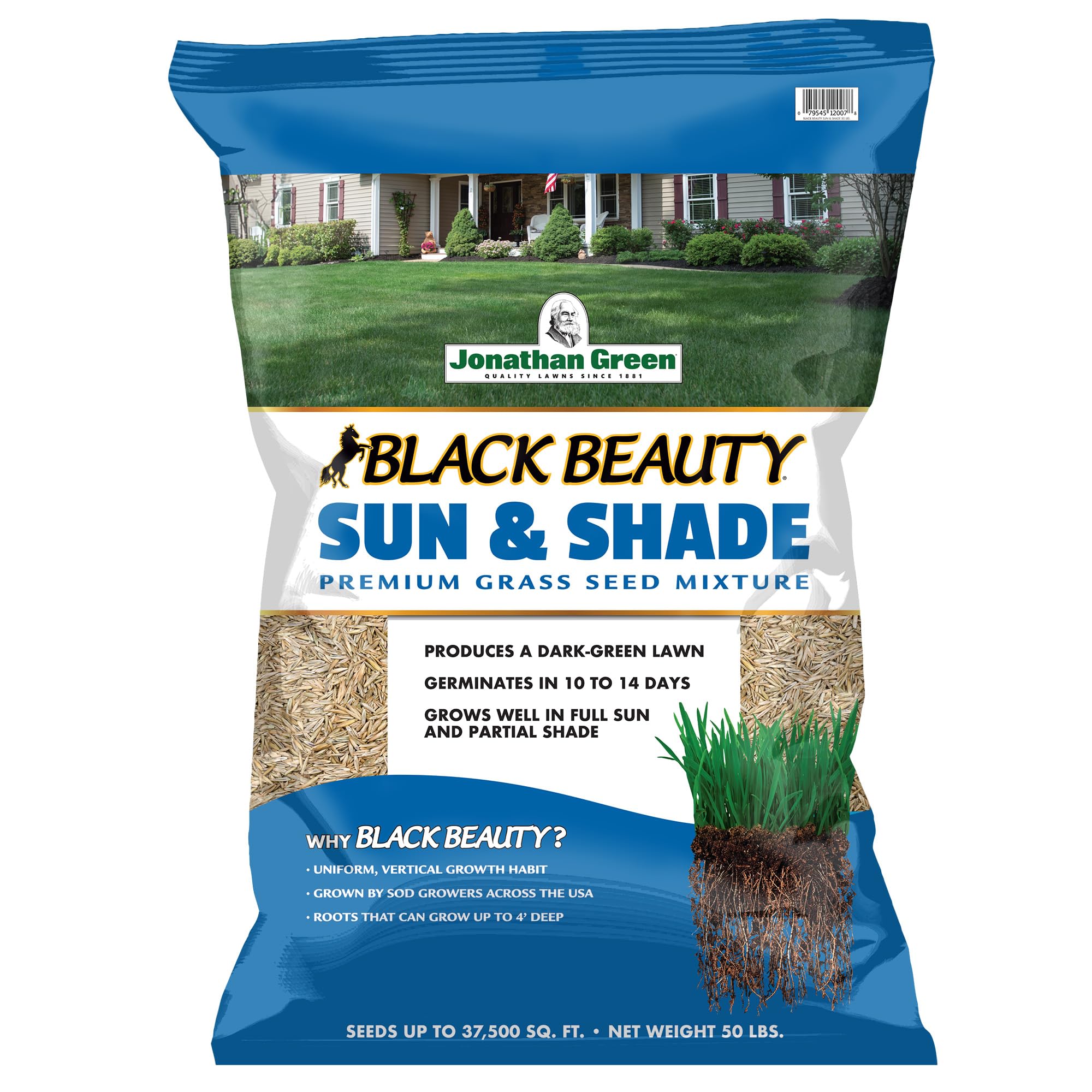 Jonathan Green (12007) Black Beauty Sun & Shade Grass Seed - Cool Season Lawn Seed, 50 lb