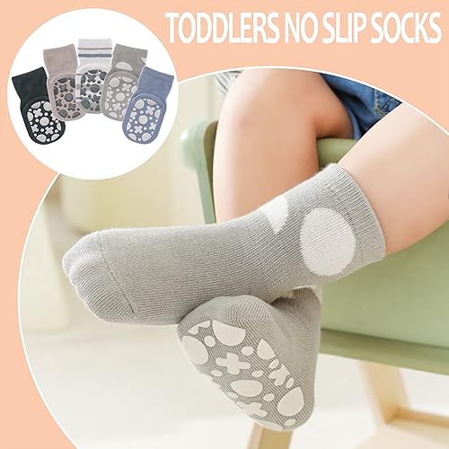 Miniatura 5 de TRUEHAN 5 pares de calcetines antideslizantes para niños pequeños con agarres, calcetines para bebés para niños y niñas