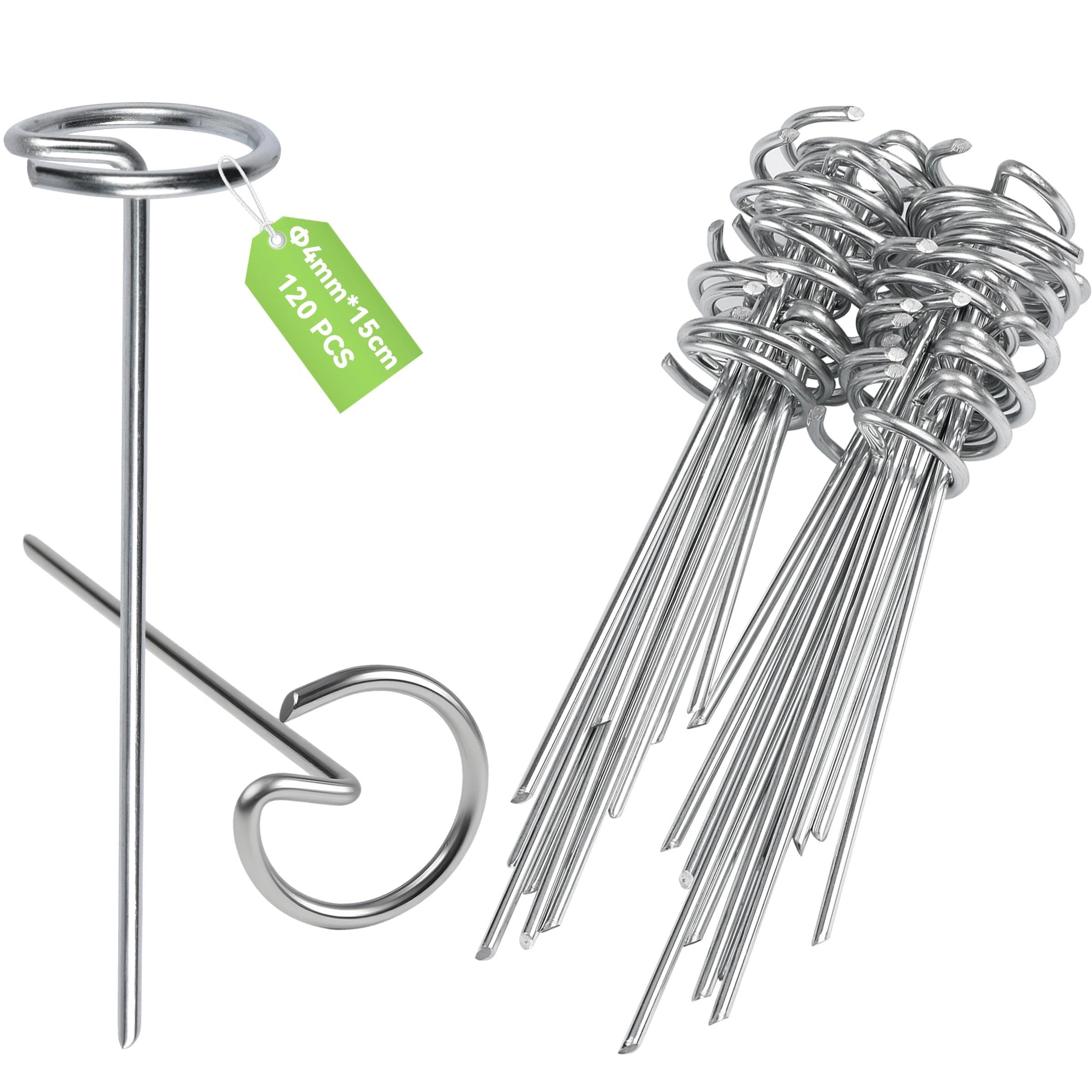 120-Pack 6" Galvanized Steel Landscape Fabric Pins (G-Type)