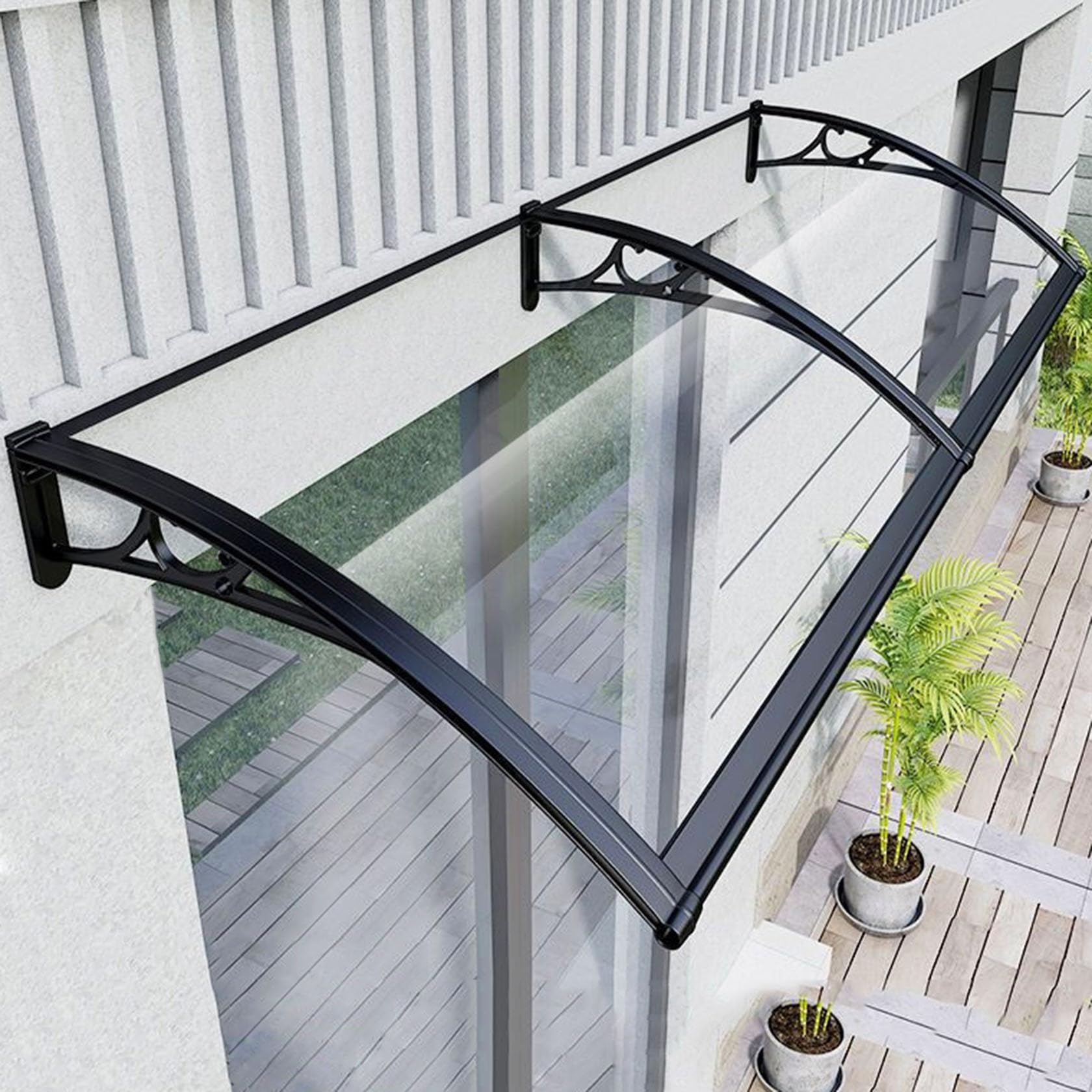 CZYZMDD Exterior Door Awning with Aluminum Bracket 120x200cm Rain & Snow Protection for House Porch Patio Deck -Load-Bearing Entrance