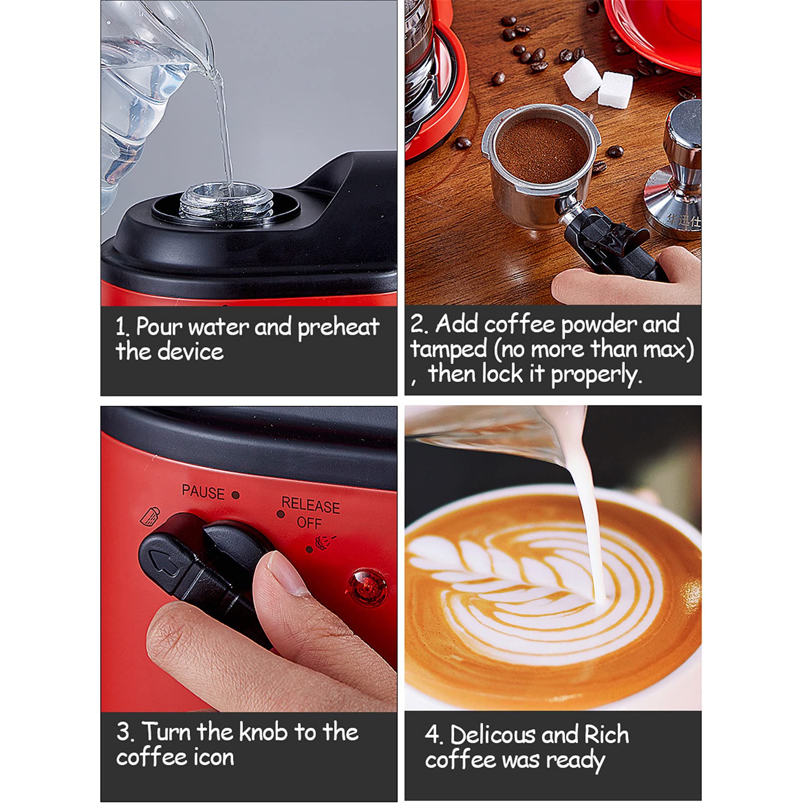 Máquina de café de filtro, máquina de espresso, cafetera de tanque de agua extraíble de alto rendimiento, filtro reutilizable de elaboración rápida (normativa británica)