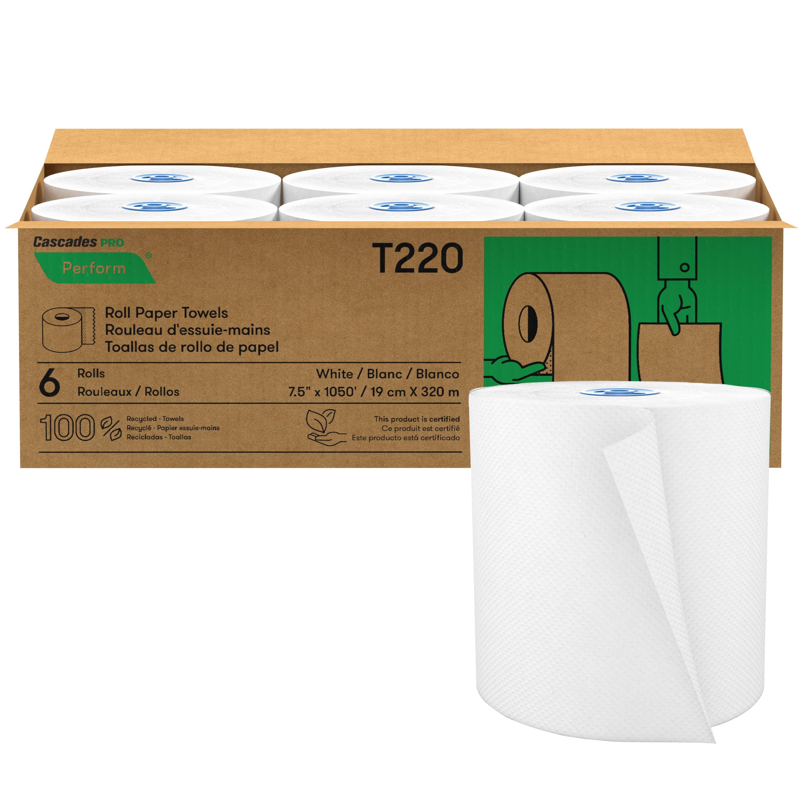 Amazon.com: Cascades PRO Perform Tandem Paper Towels T220, 6 Rolls