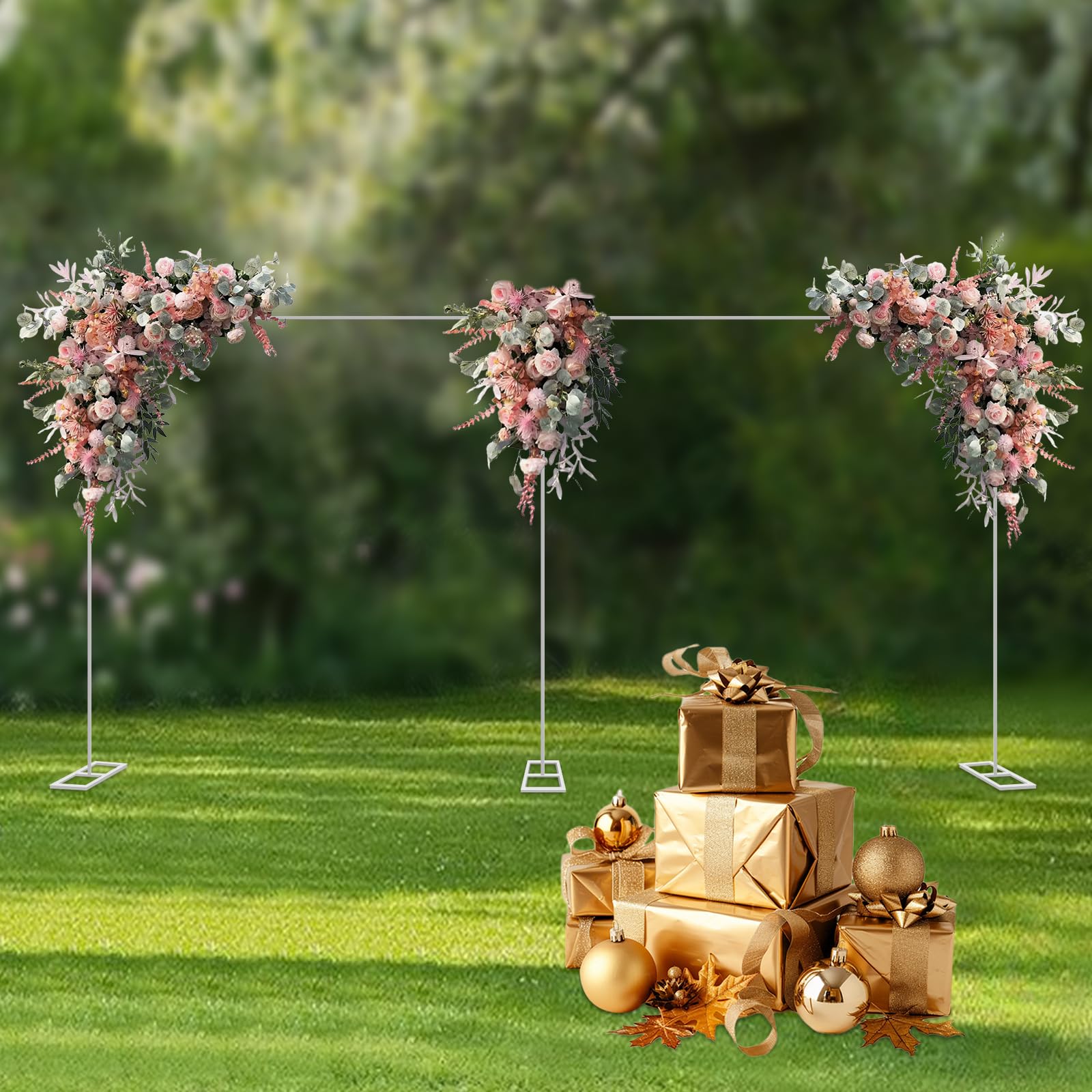 Soporte de boda para fondo, 3 x 6 m, rectangular, tubo de hierro galvanizado, 10 kg, capacidad de carga máxima, soporte de fondo ajustable con base para bodas, fiestas de cumpleaños, fondo fotográfico
