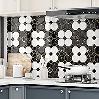 Vista 7 de Wallercity Azulejos de pared autoadhesivos de mármol dorado para cocina, 12 x 12 pulgadas, azulejos de pared de vinilo de mármol dorado para baño