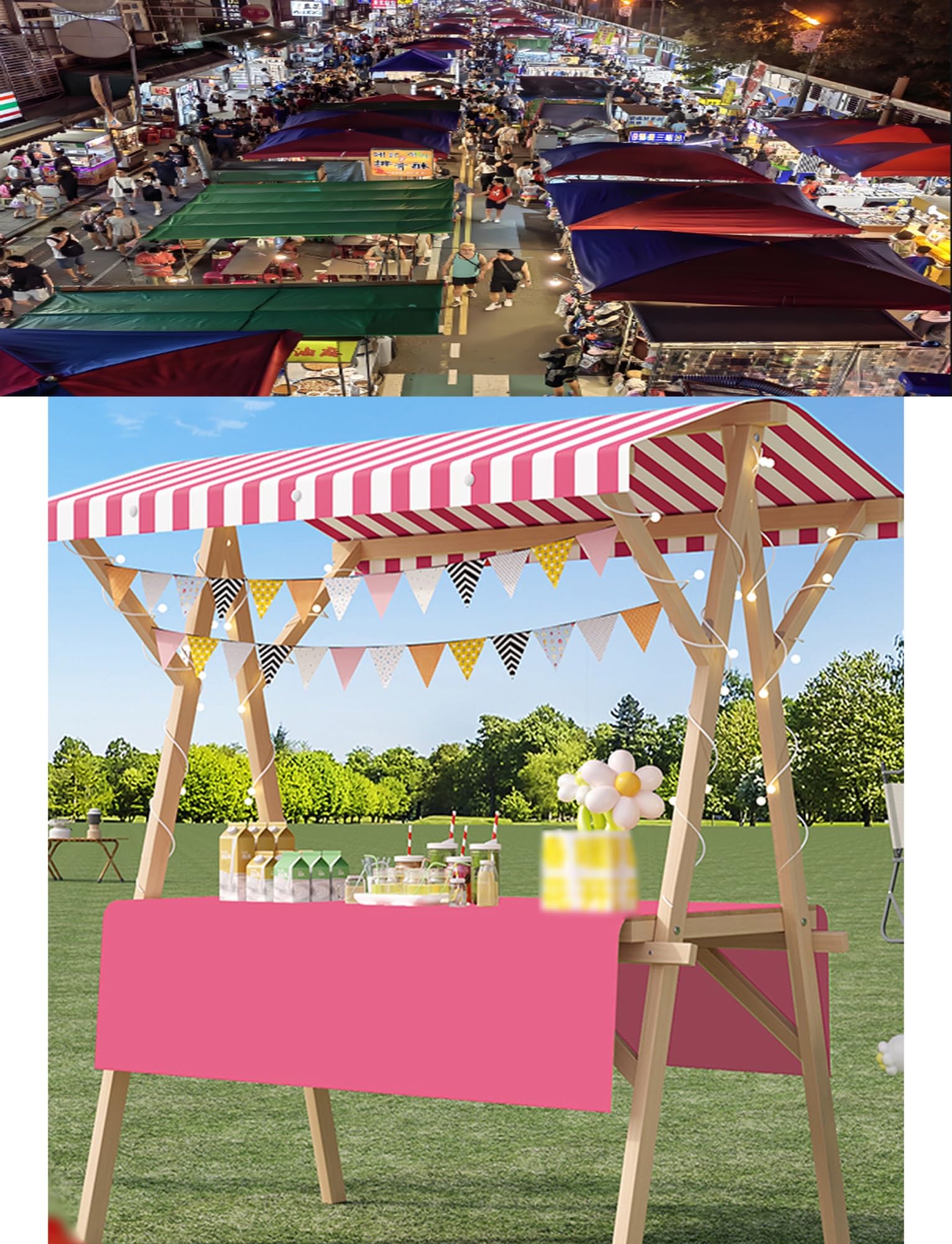 Stand pieghevole portatile con ruote | Carrello espositivo for bancarelle del mercato a montaggio rapido | Resistente for eventi all'aperto, fiere, vendite al dettaglio(Pink,59/23.6/78.7in)