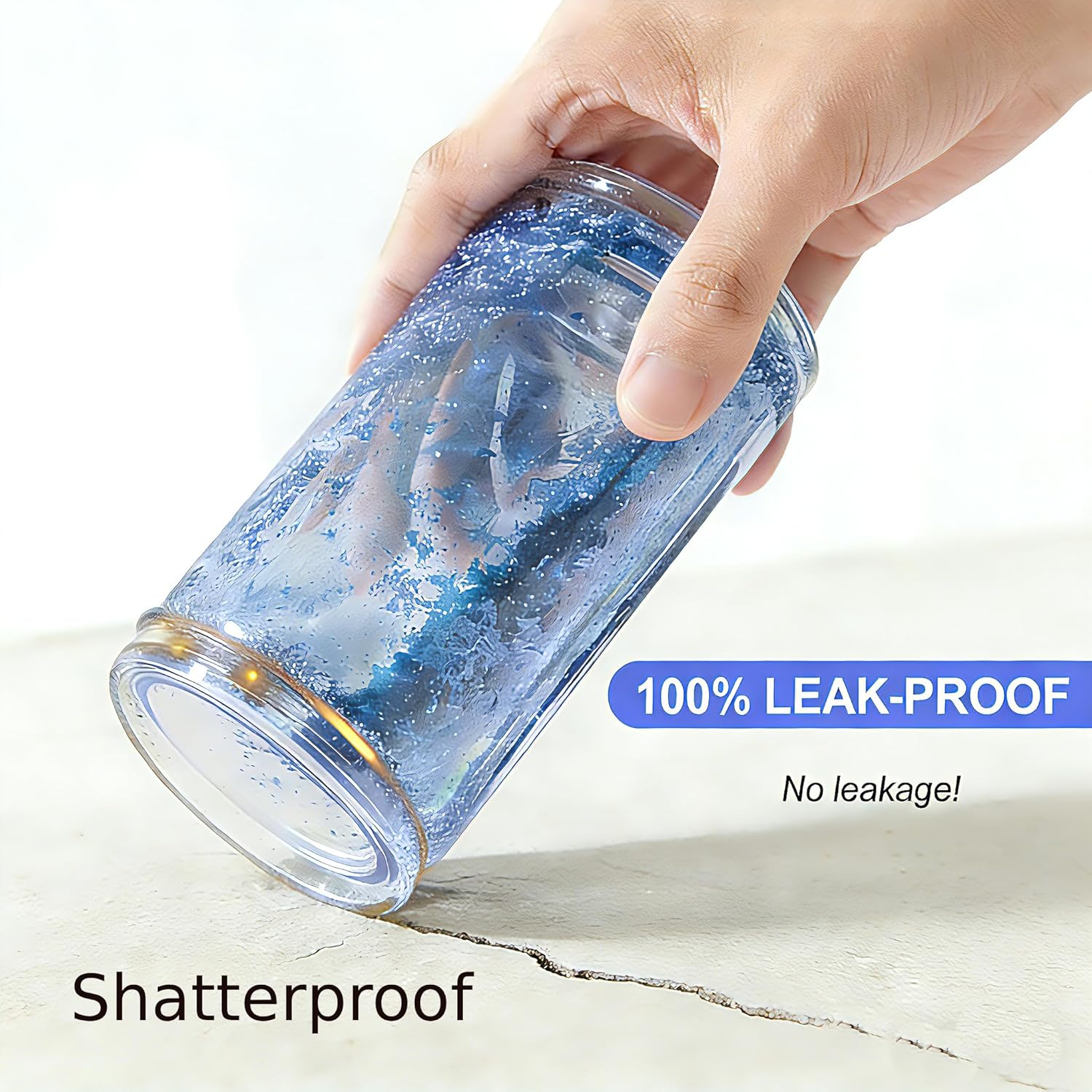 16 oz Plastic Snow Globe Tumbler Double Wall Snowglobe Tumbler with Pre Drilled Hole Can with Lids and Straws Plastic Mason Jar Mug for Snow Globe Glitter DIY Gift - Image 2