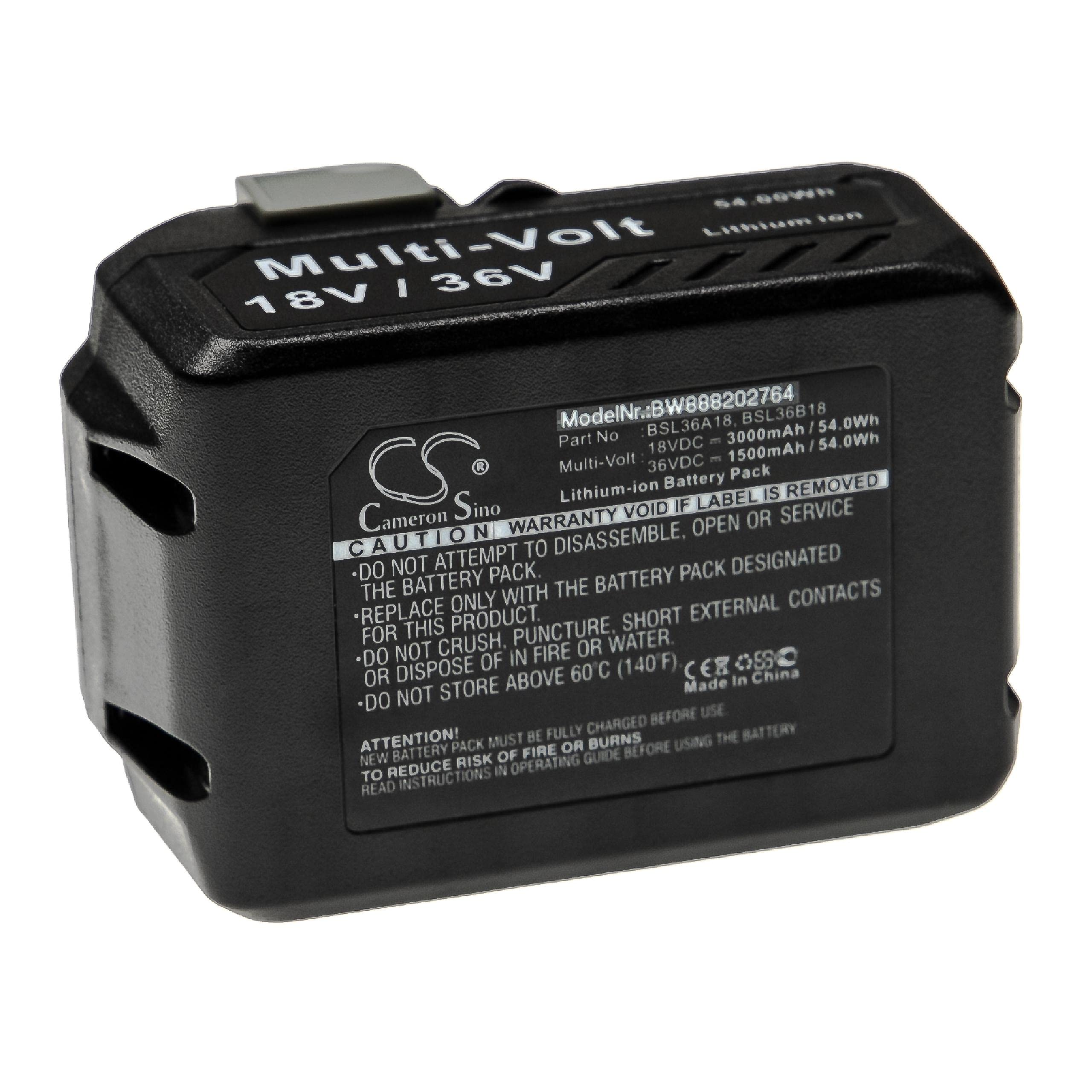vhbw batteria sostituisce Hikoki BSL36A18, BSL36B18 per utensile elettrico (3000 mAh, Li-Ion, 18 V)
