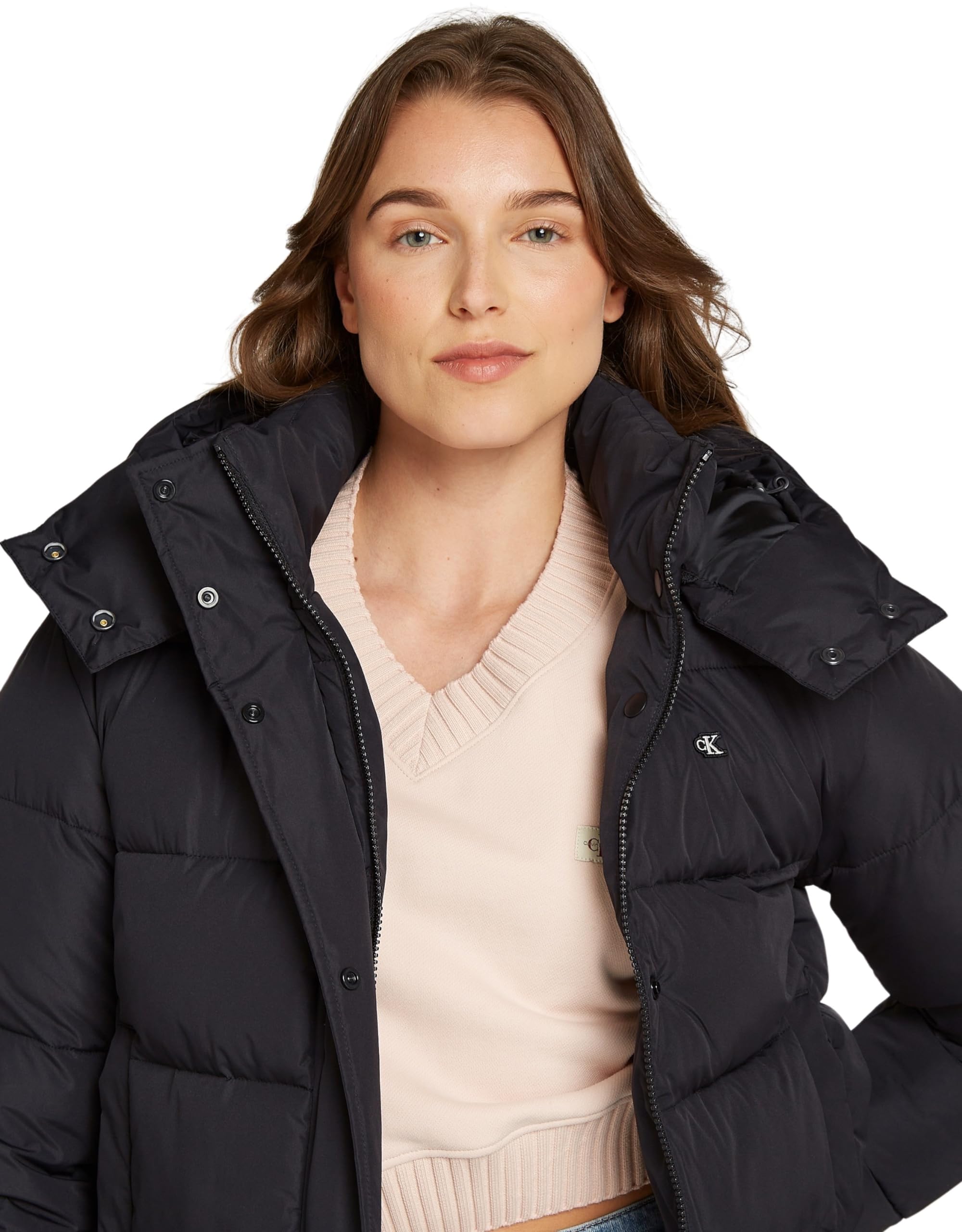 Calvin Klein Donna Piumino Matte Short Puffer con Cappuccio