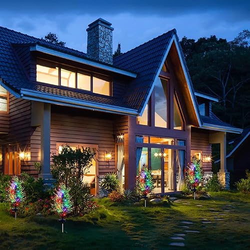 Miniatura 6 de Luces solares artificiales para árbol de jardín, luces de camino para decoración al aire libre, IP65, impermeable, paquete de 2 luces de árbol