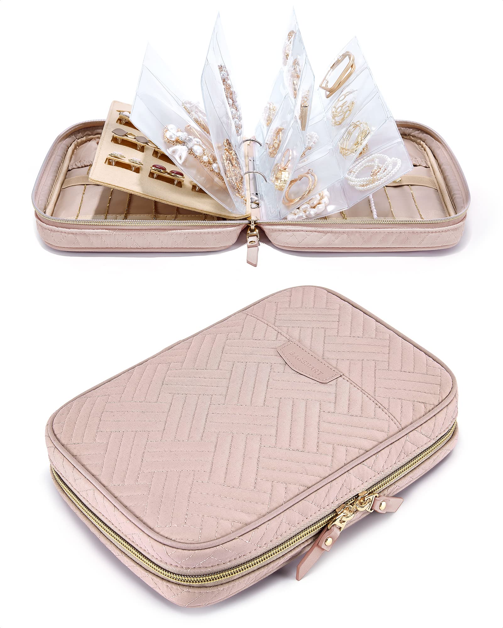 BGASMART ジュエリーボックス 女性用アクセサリーケース ネックレス 指輪 ピアスケース 収納 アクセサリー携帯用 ジュエリーポーチ 持ち運び ジュエリー 小物入れ 女性 女の子用
