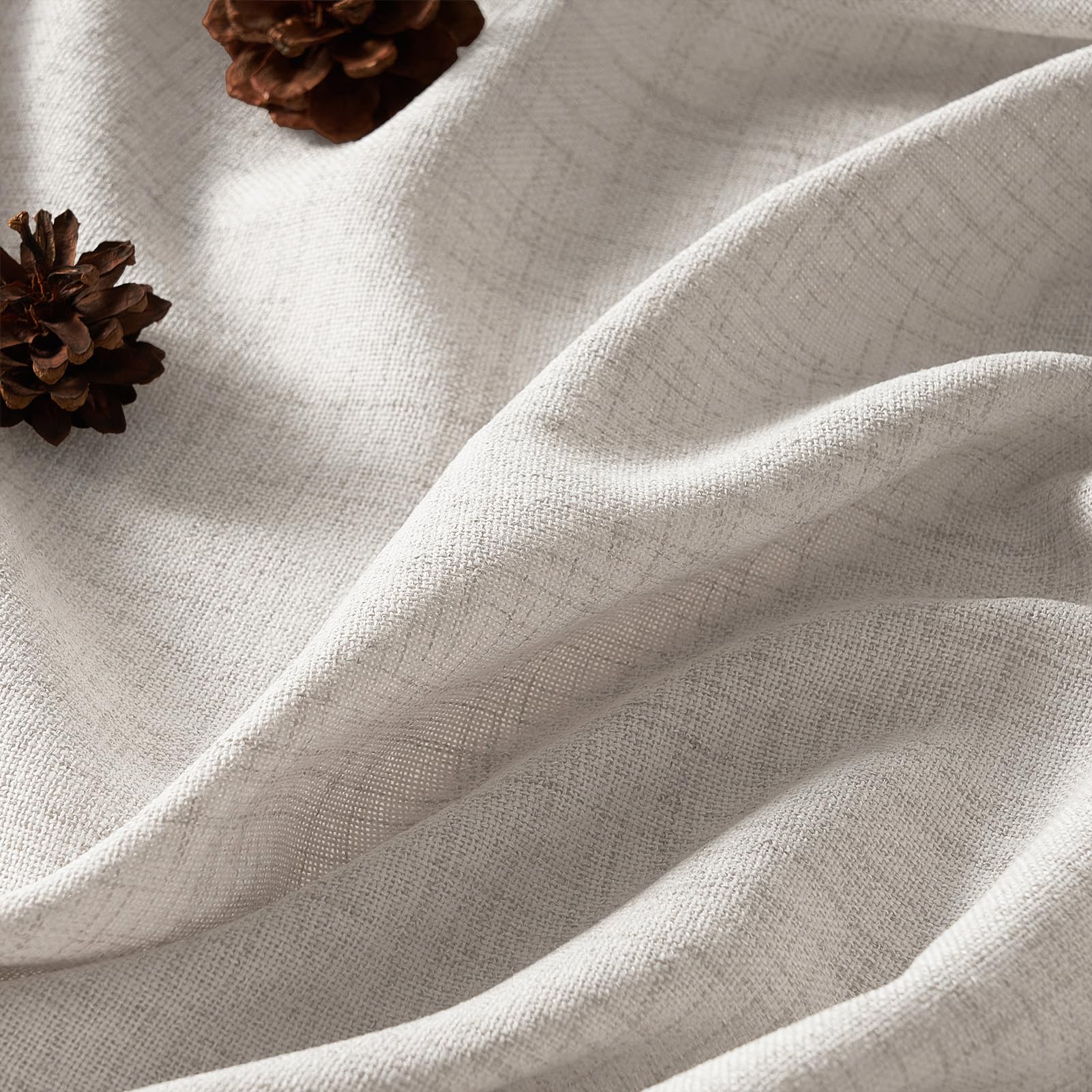 MRTREES Tenda Corta Semitrasparente da Interno 2 Pezzi, 140x122 CM, Elegante Tenda Lino Naturale per Finestre Camera da Letto Cucina Soggiorno Salotto Cameretta Bambini con Occhielli