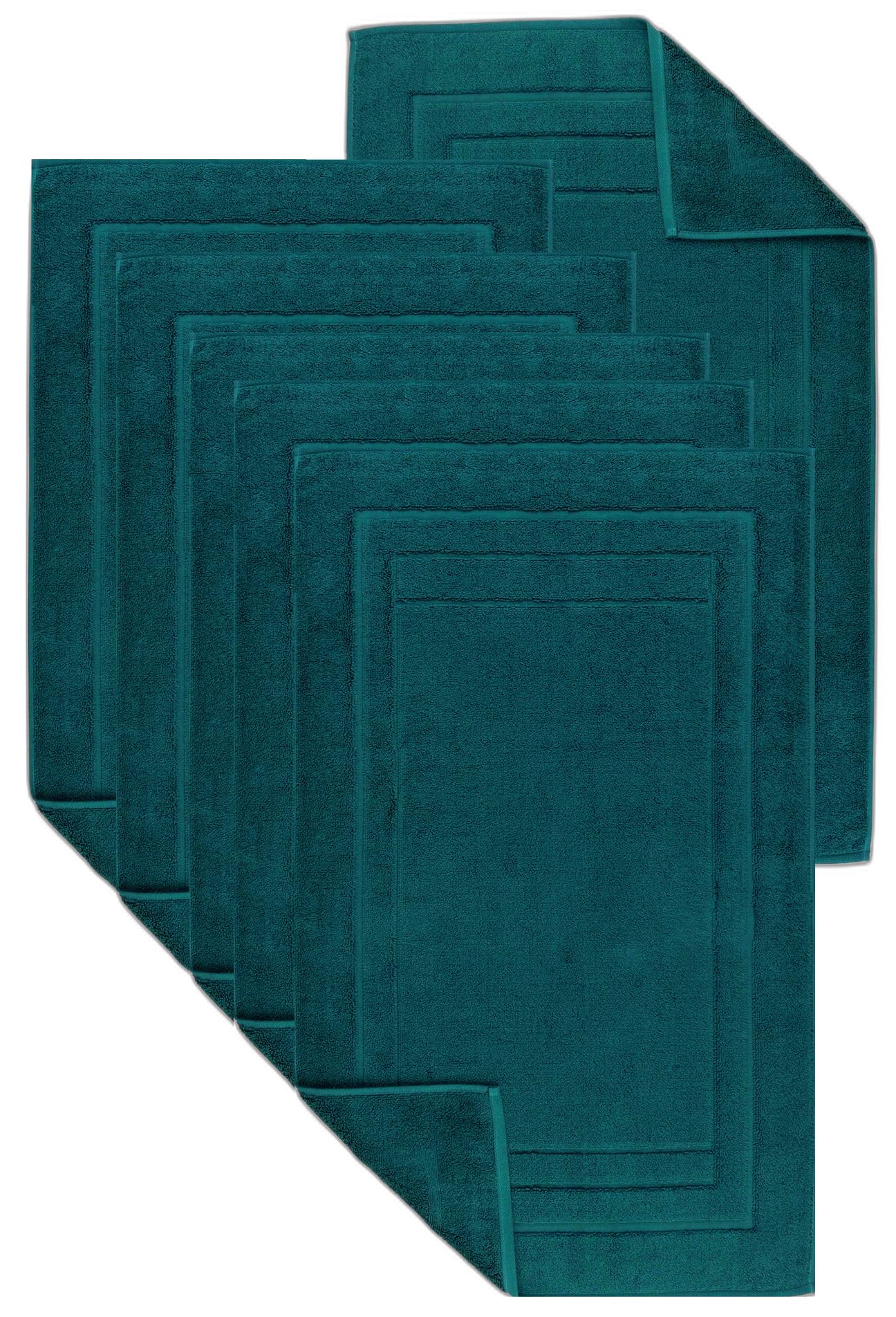 Luxury Egyptian Cotton Terry Toweling Bath Mats Set of 2, 4, 6 & 12 Bathroom Rugs 50 x 70 cm Super Soft High Absorbent Shower Floor Towels Quick Dry Hotel Bathroom Mat (6, Blue Lagoon)
