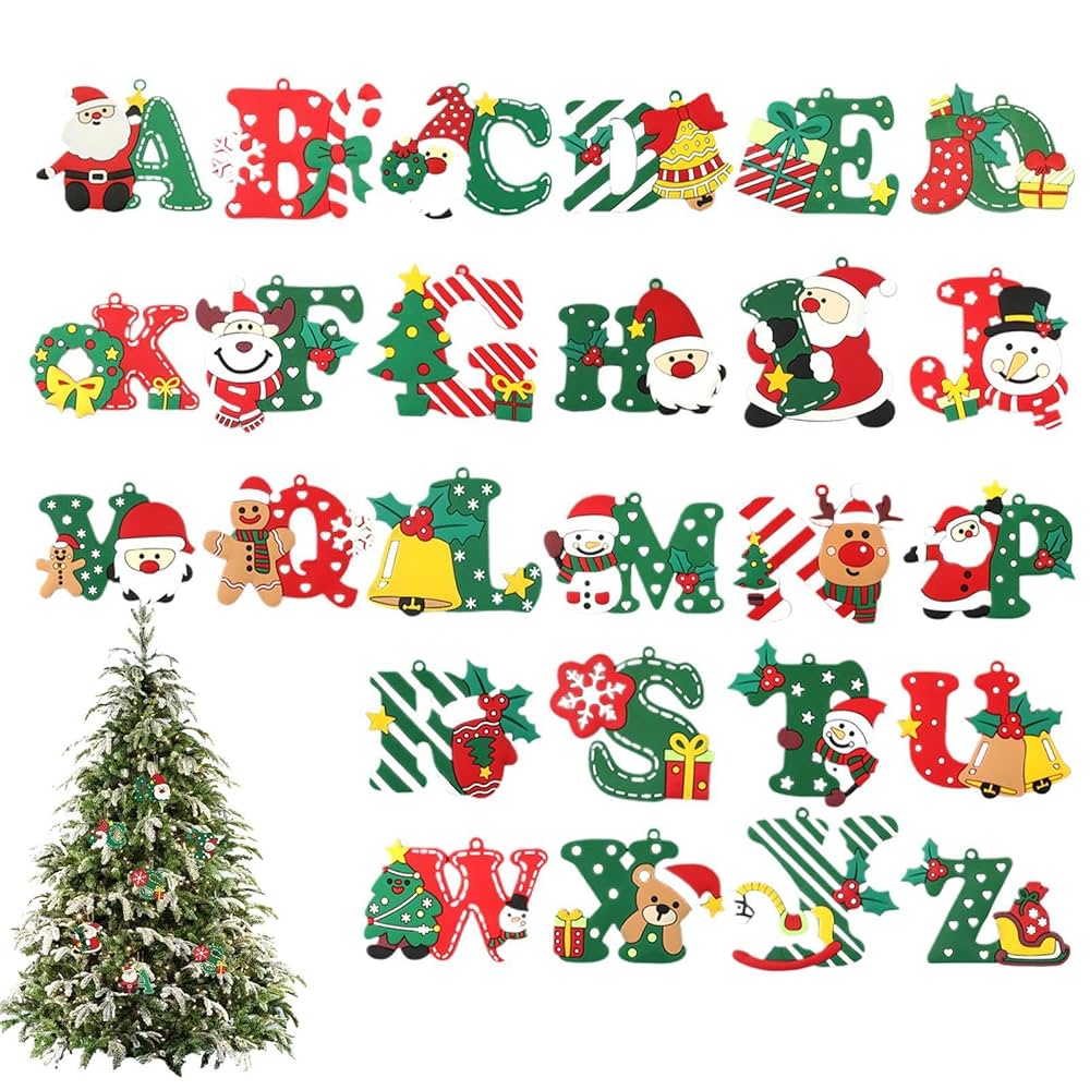 クリスマスオーナメント Amazon.co.jp: 26個の英字クリスマスオーナメント、26X
